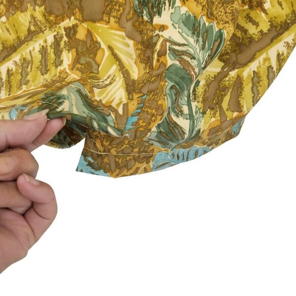 Vtg Mini Shift Dress Sz 10 Leaf Print Sleeveless V-Neck Brown Topical Resort - Picture 10 of 11